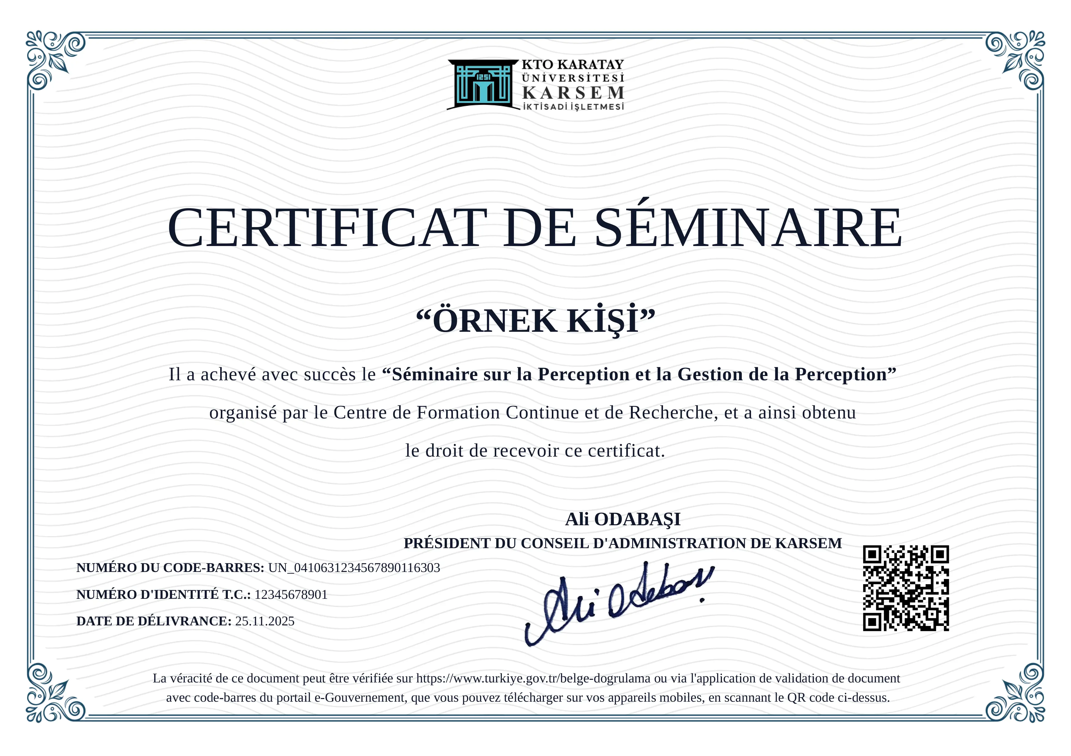 Fransızca Seminer SERTİFİKA