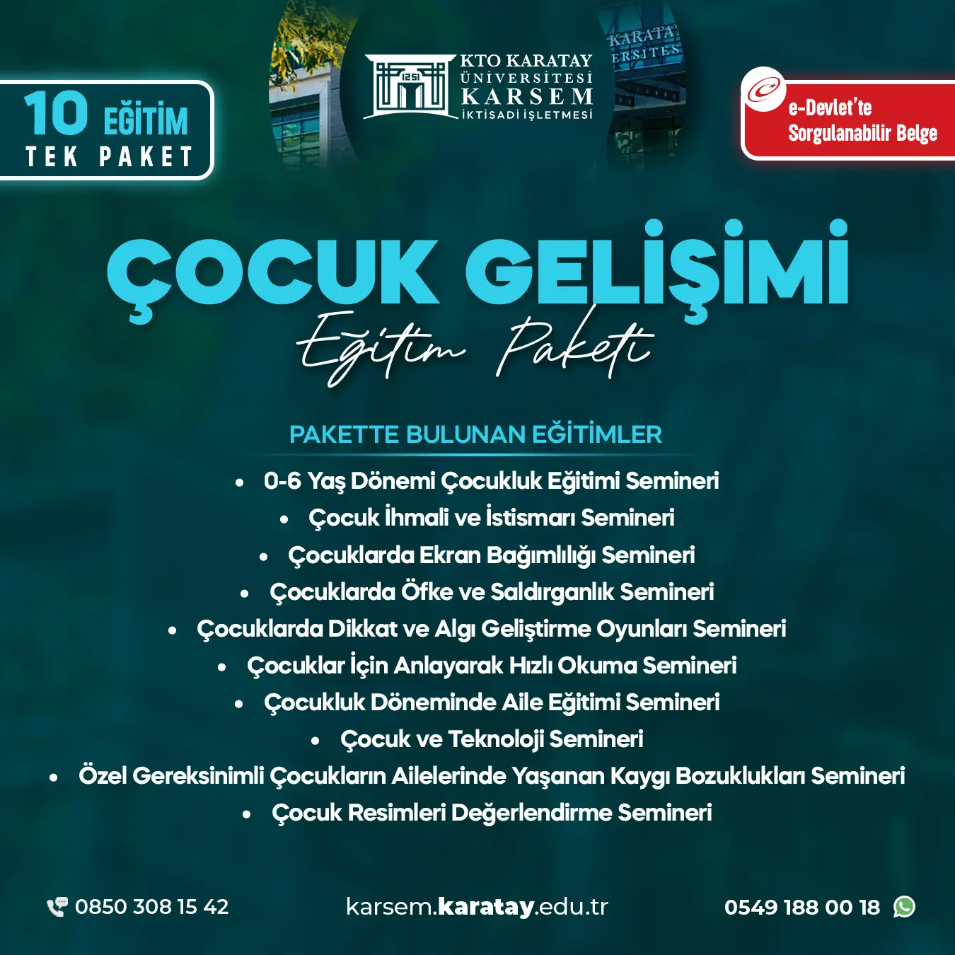Çocuk Gelişimi Eğitimi (10'Lu Seminer Paketi) Eğitim Paket Programı