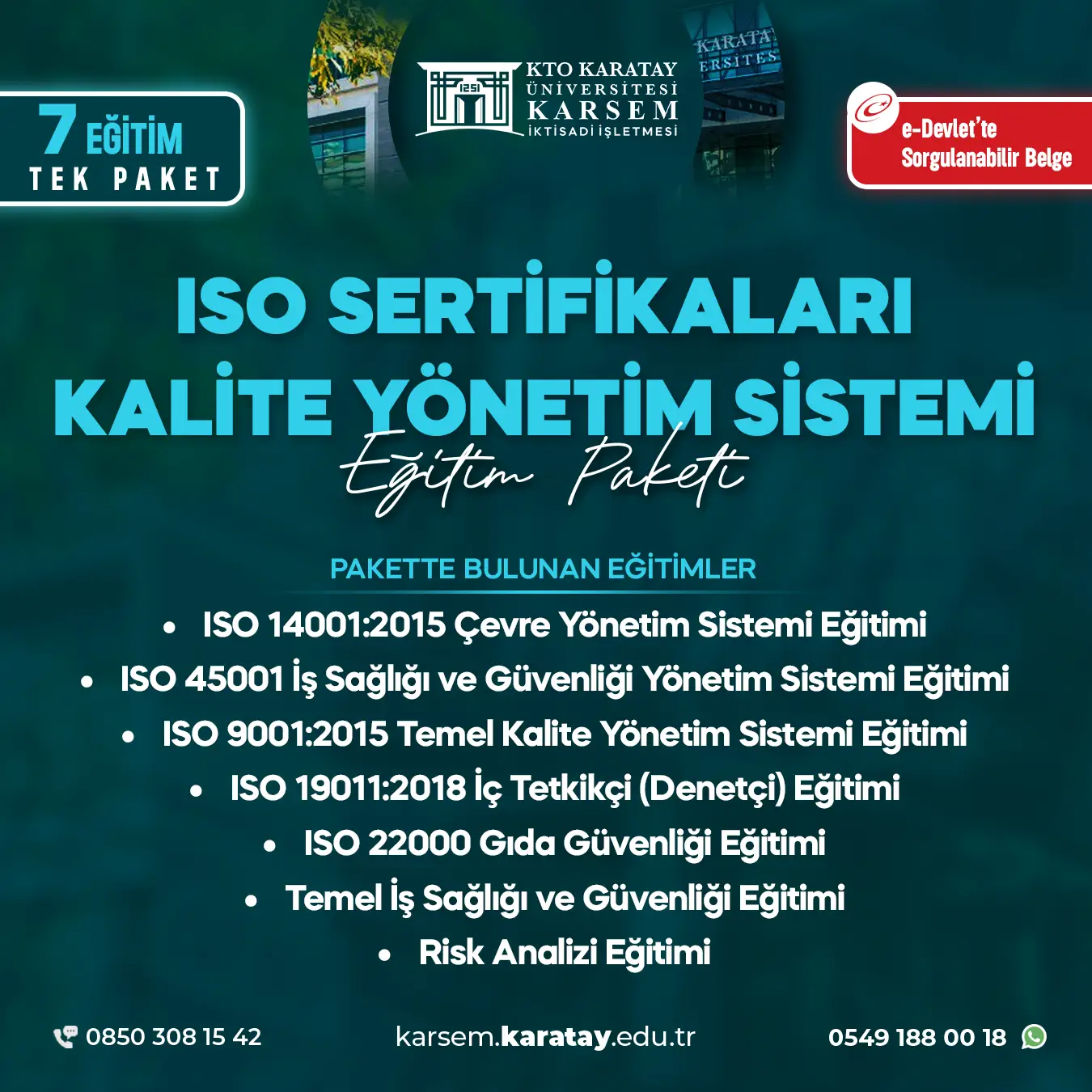 Iso Sertifikaları Kalite Yönetim Sistemi Eğitim Paket Programı