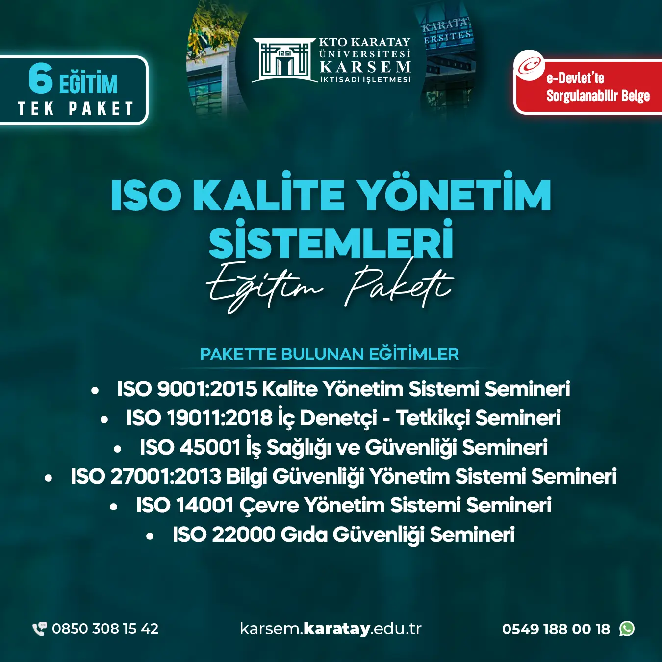 Iso Kalite Yönetim Sistemleri Seminer Eğitim Paket Programı