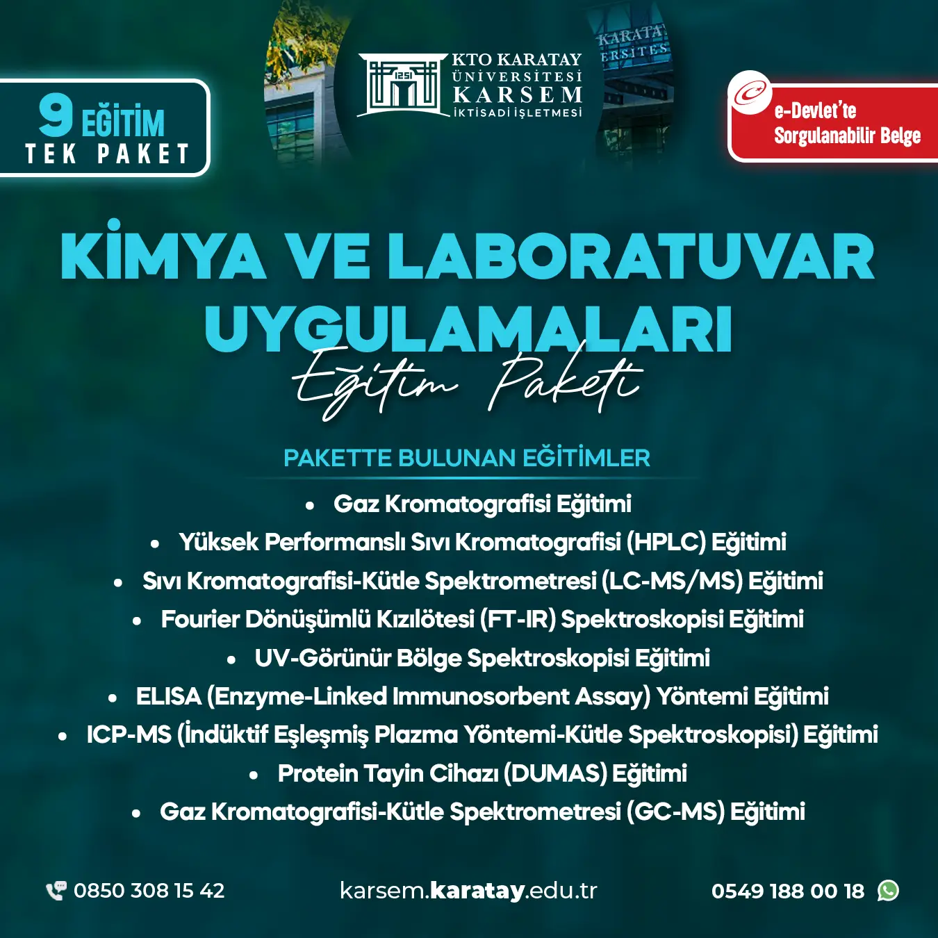 Kimya Ve Laboratuvar Uygulamaları Uzmanlık Eğitim Paket Programı