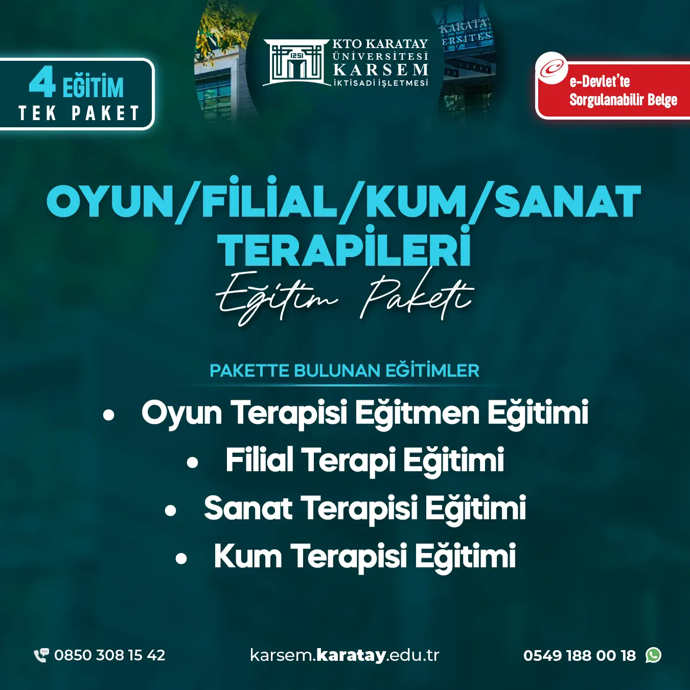 Oyun/Filial/Kum/Sanat Terapileri Eğitim Paket Programı