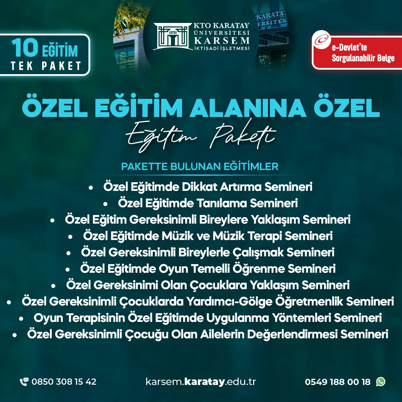 Özel Eğitim Alanına Özel Seminer Eğitim Paket Programı