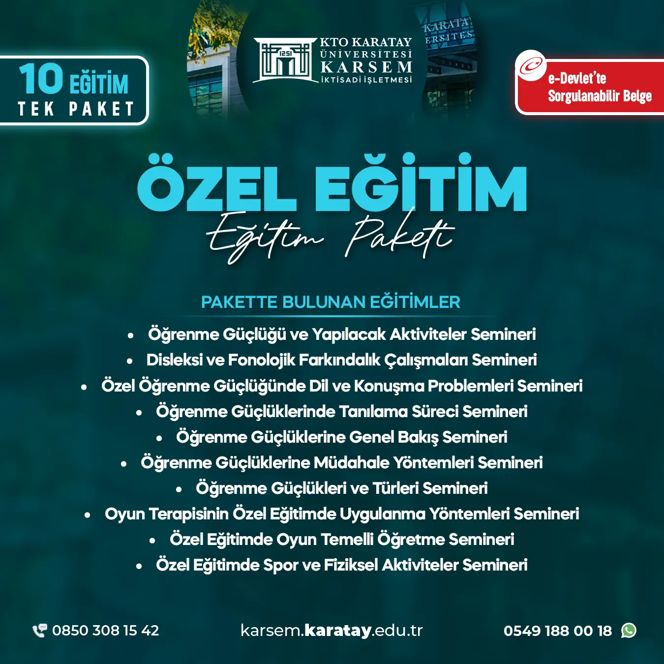 Özel Eğitim Programı (10'Lu Seminer Paketi) Eğitim Paket Programı