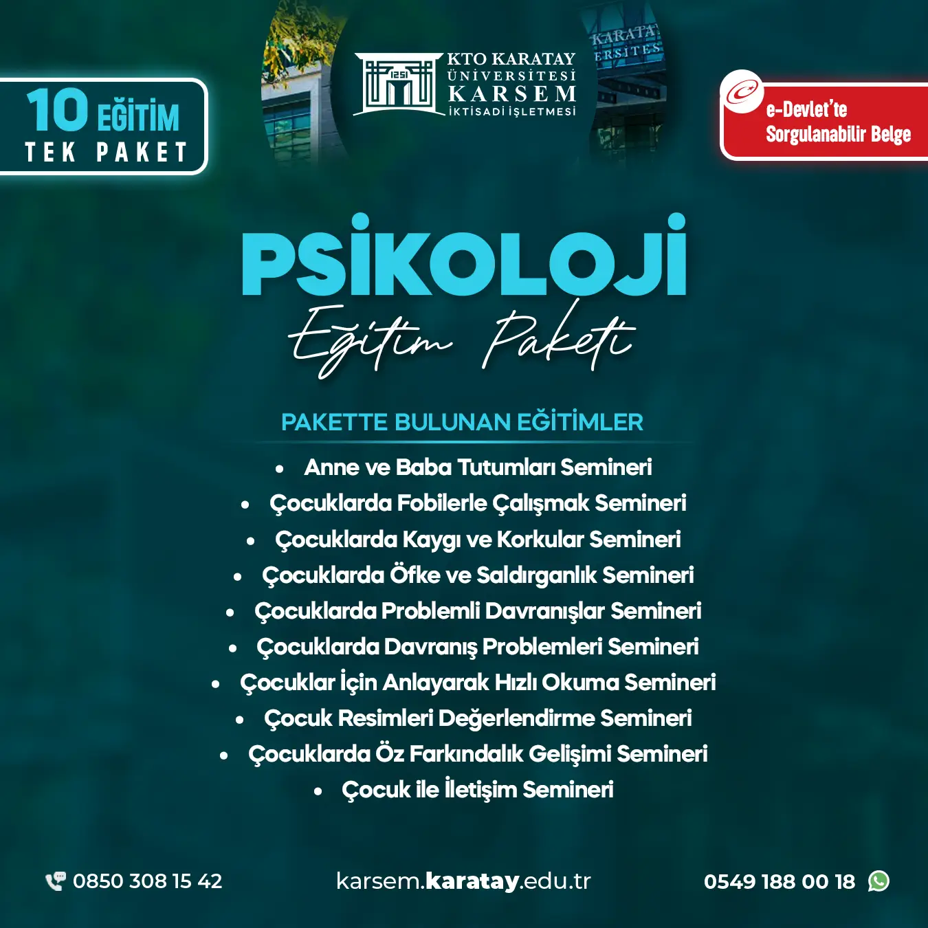 Psikoloji Eğitimi (10'Lu Seminer Paketi) Eğitim Paket Programı