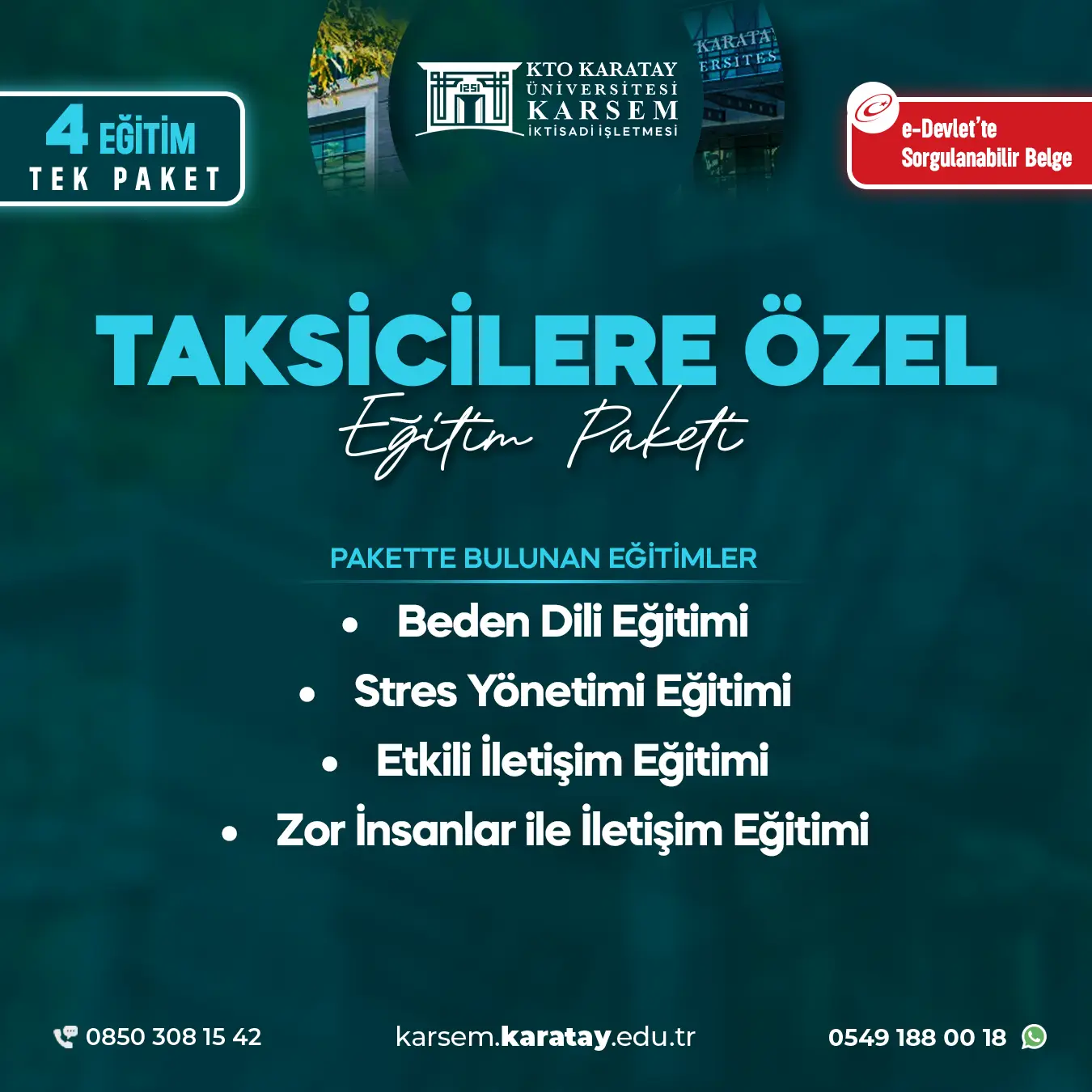 Taksicilere Özel Eğitim Paket Programı