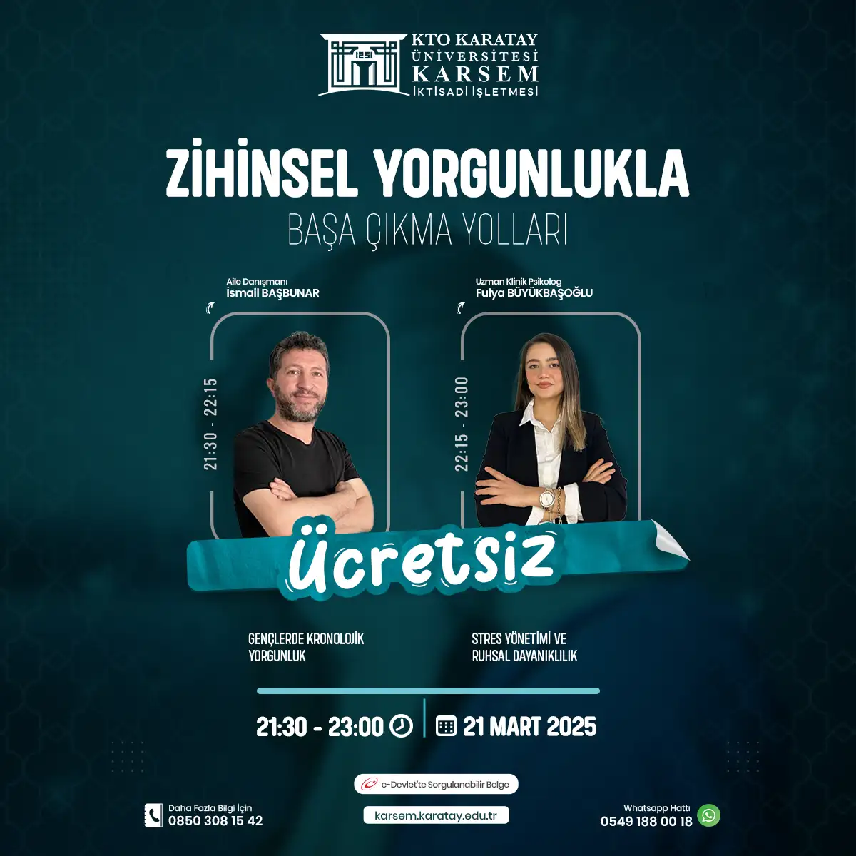 Zihinsel Yorgunlukla Başa Çıkma Çıkma Yolları Seminer Programı