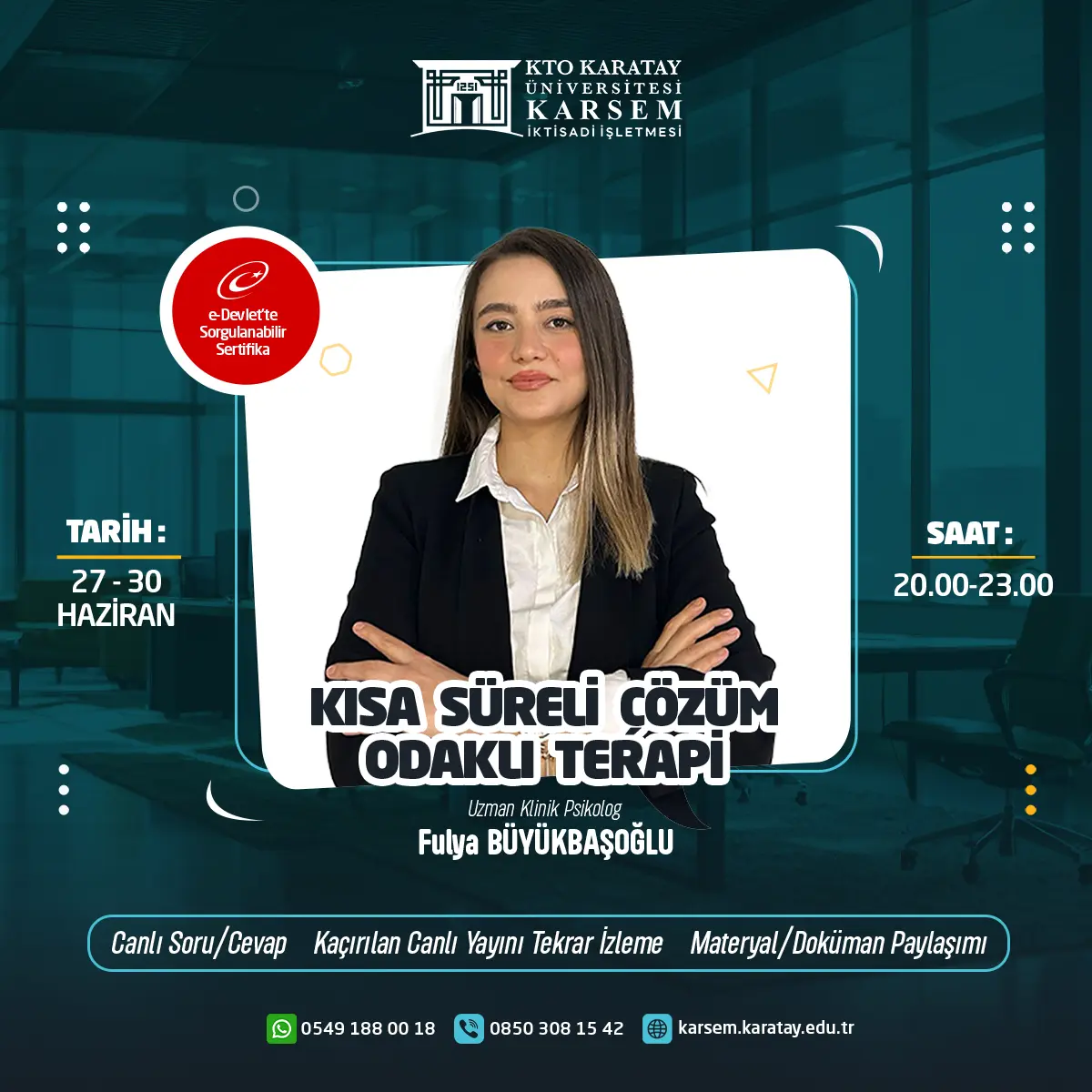 (Canlı) Kısa Süreli Çözüm Odaklı Terapi Sertifika Programı 