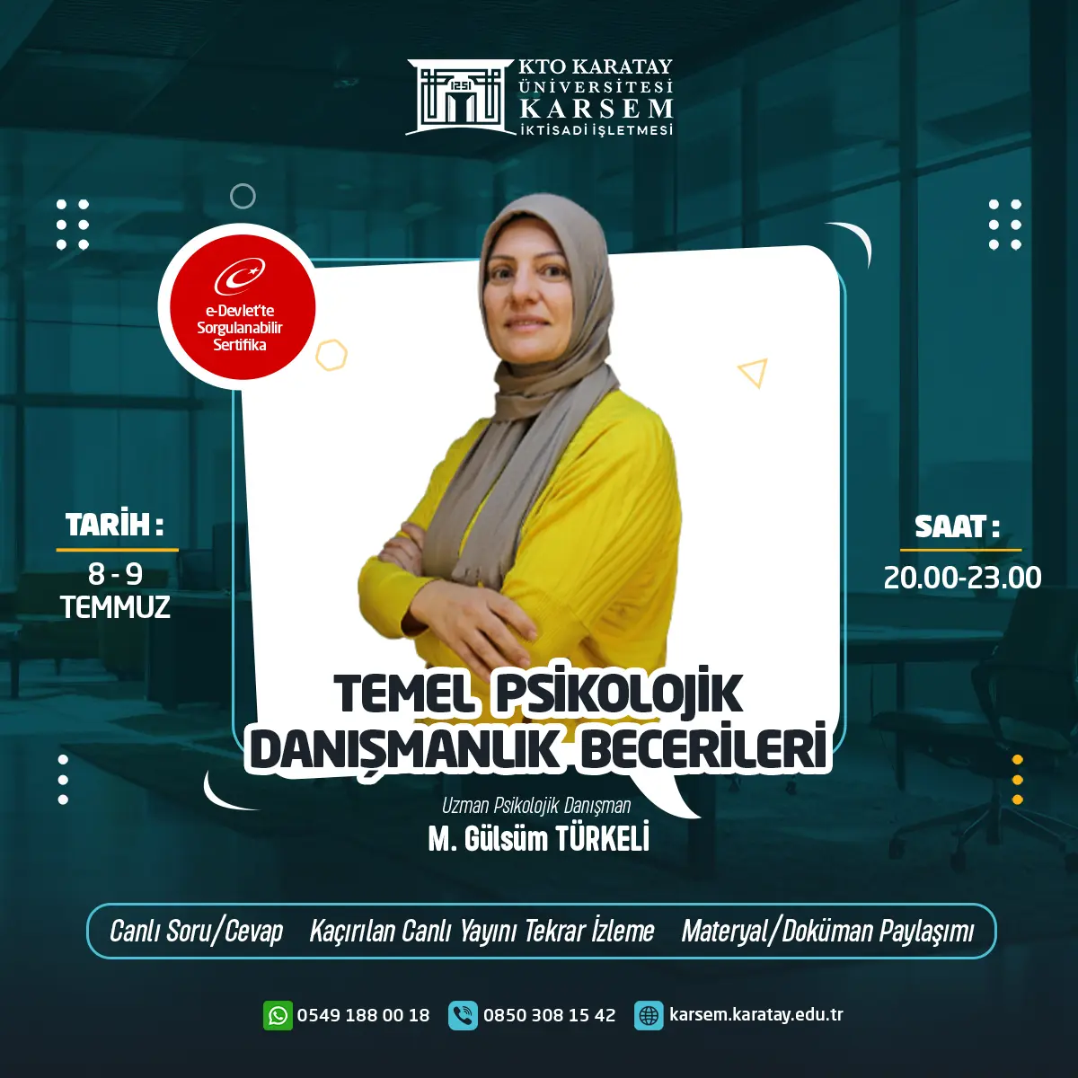 Temel Psikolojik Danışmanlık Becerileri Eğitimi(Canlı)