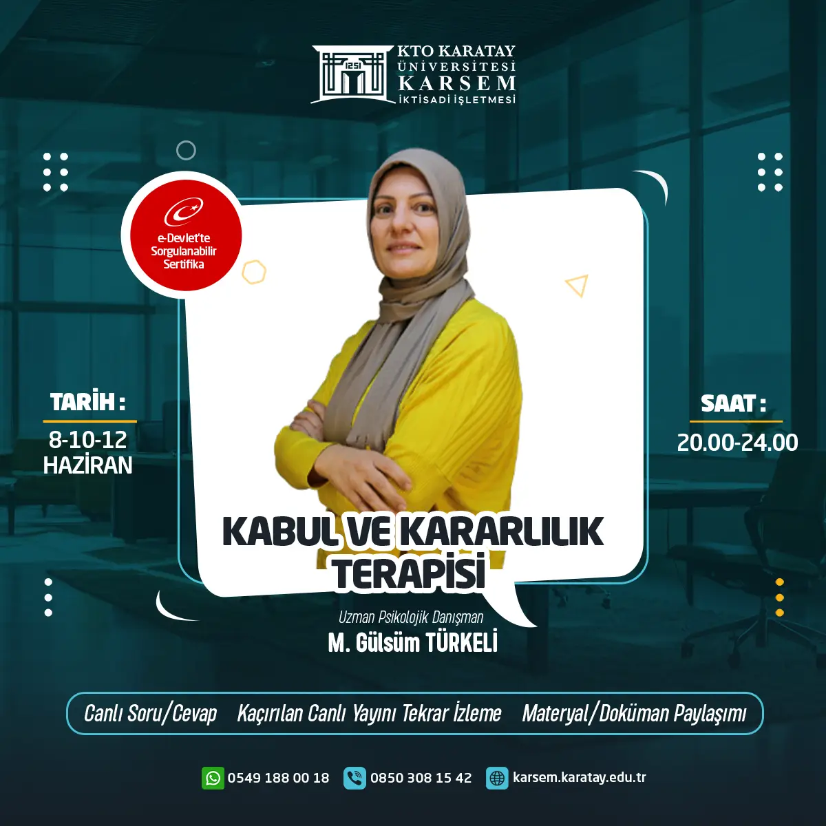 Kabul ve Kararlılık Terapisi Eğitimi (CANLI)