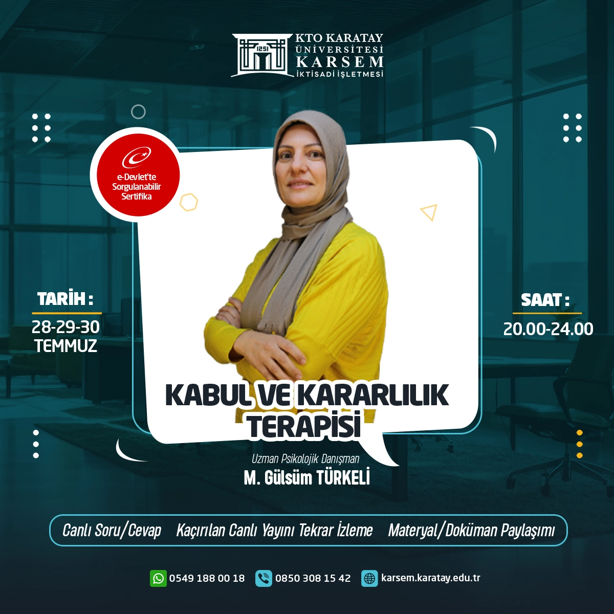 Kabul ve Kararlılık Terapisi Eğitimi (CANLI)