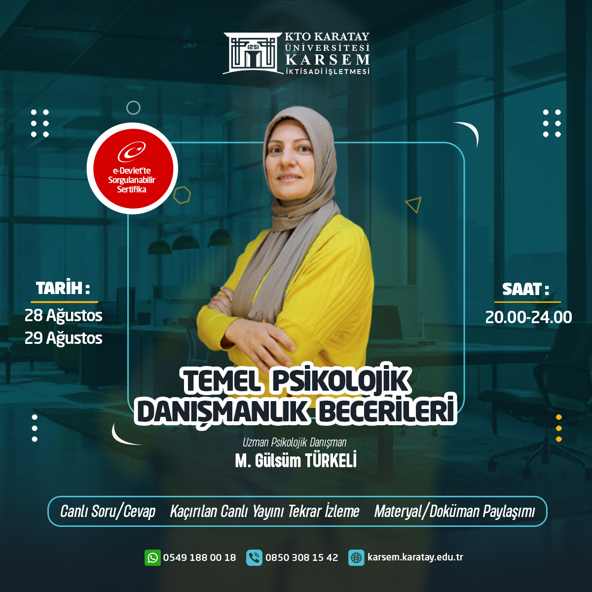 Temel Psikolojik Danışmanlık Becerileri Eğitimi (Canlı)