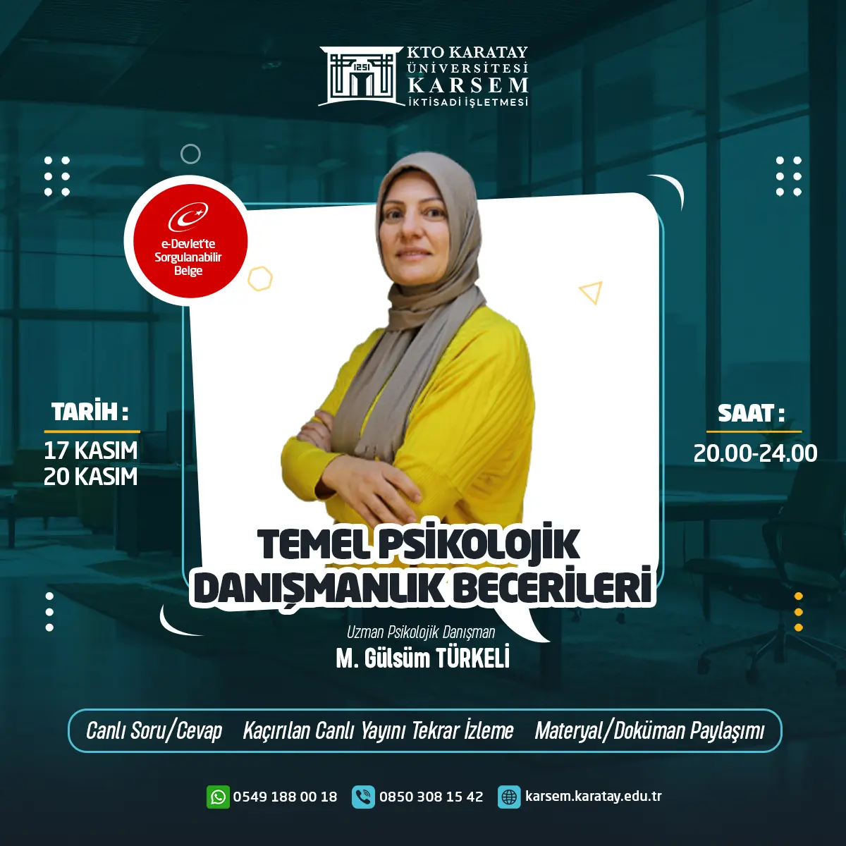 Temel Psikolojik Danışmanlık Becerileri Eğitimi (Canlı)