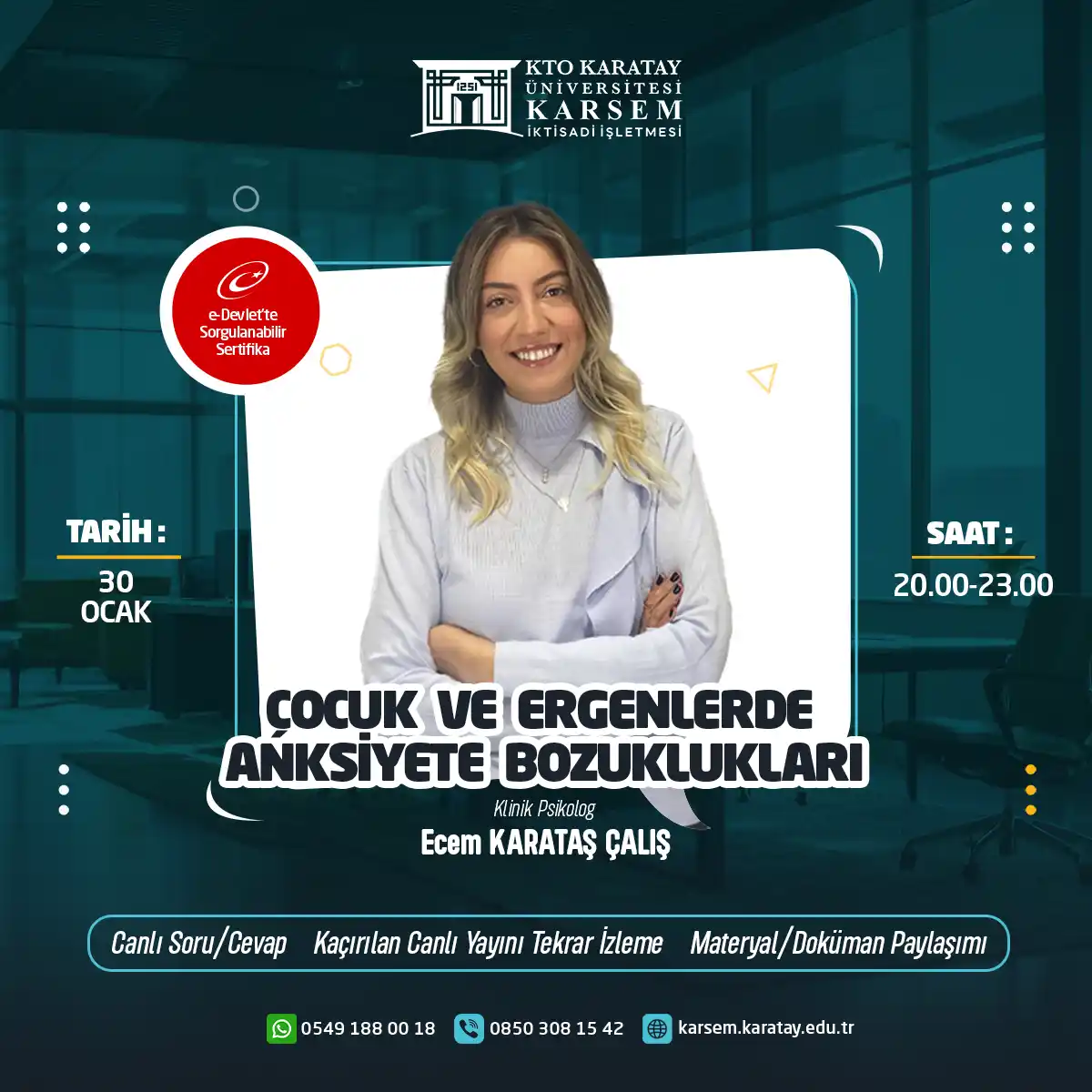 Çocuk ve Ergenlerde Anksiyete Bozuklukları Eğitimi (CANLI)