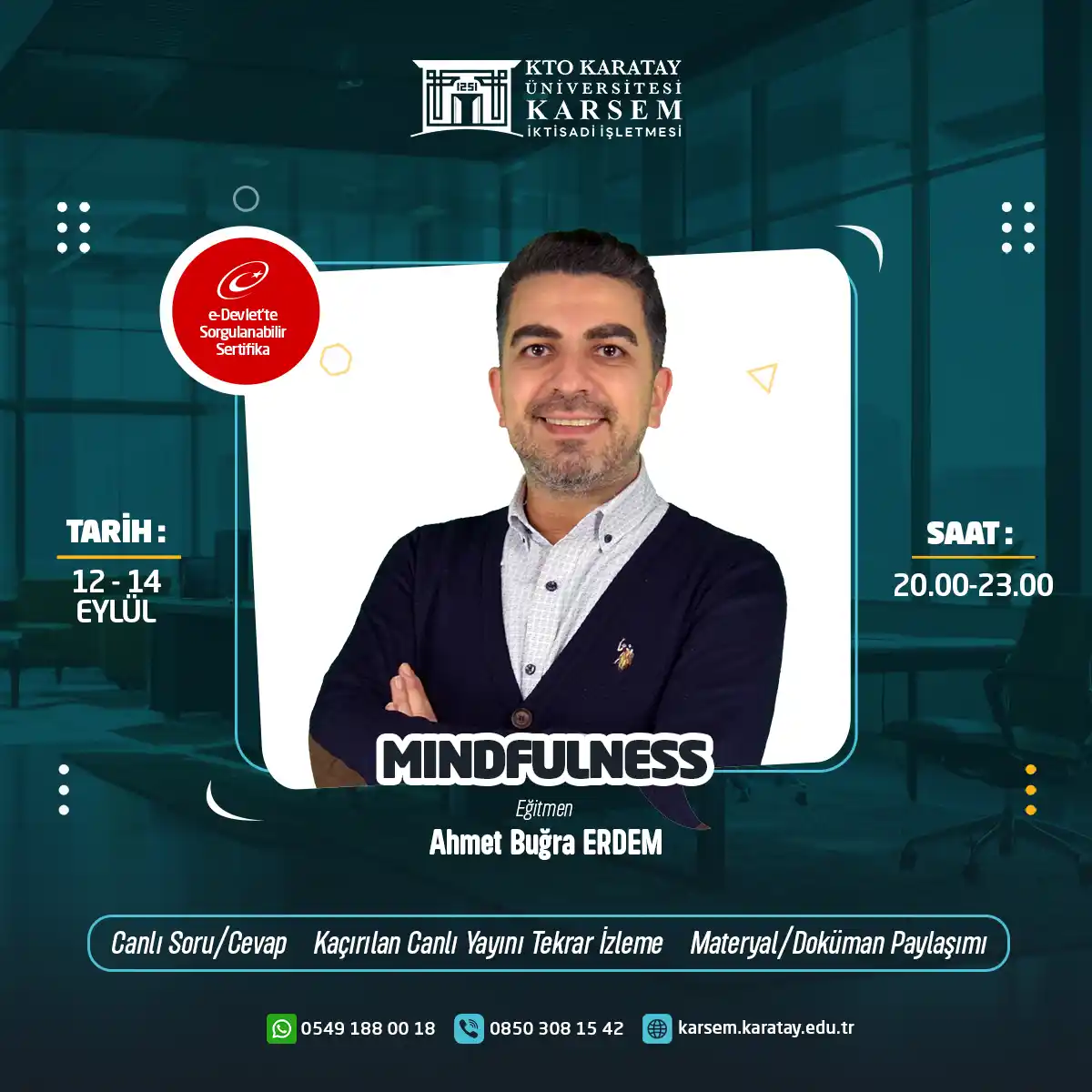 Mindfulness (Bilinçli Farkındalık) Eğitim Programı (CANLI)