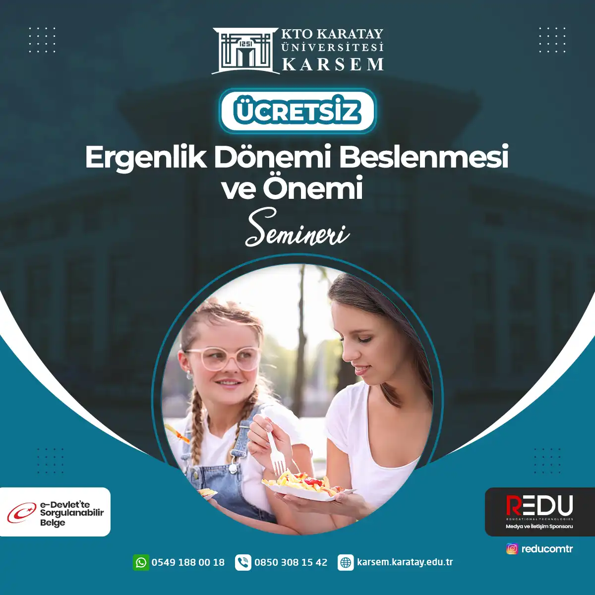 Ücretsiz - Ergenlik Dönemi Beslenmesi ve Önemi Semineri