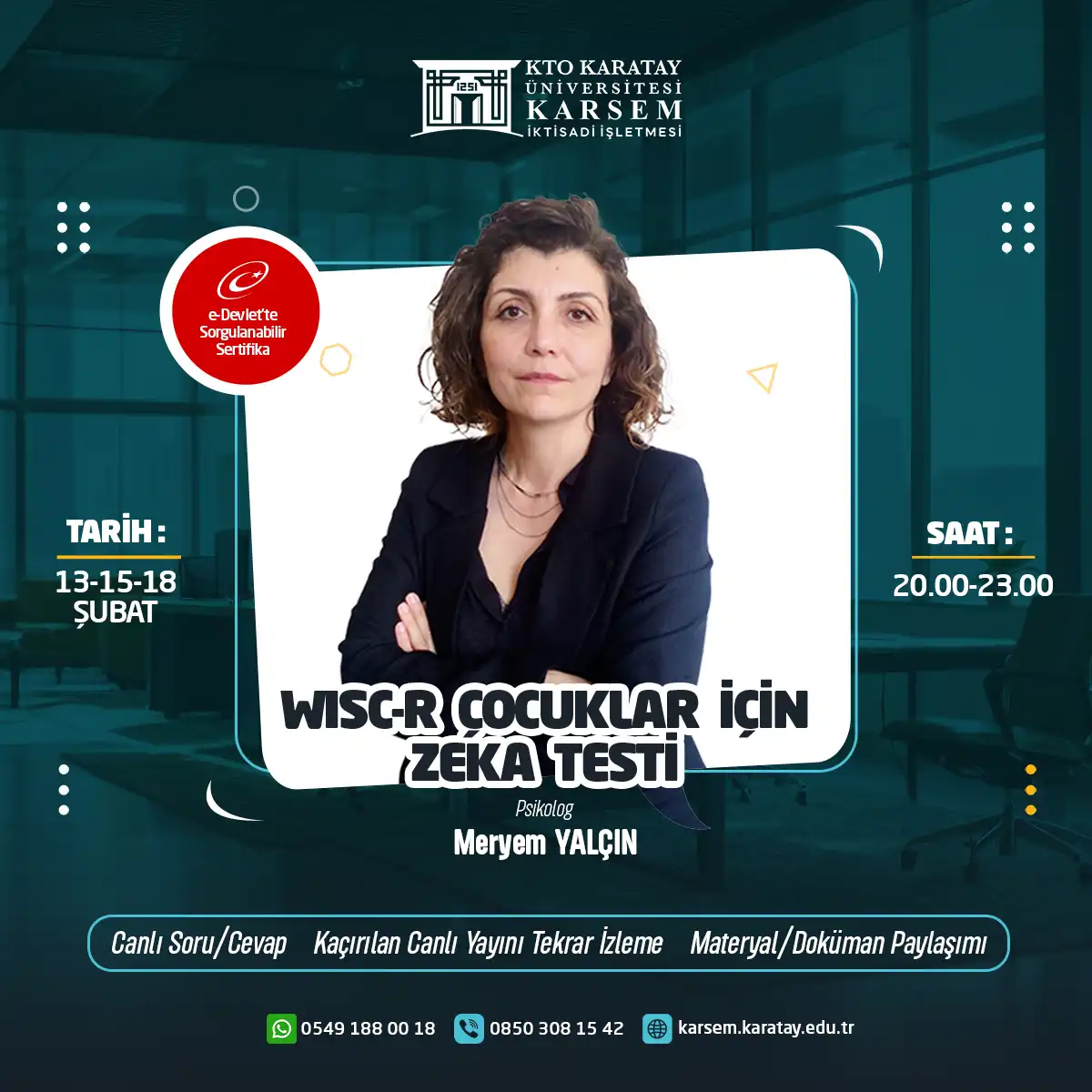 WISC-R Çocuklar için Zeka Testi Eğitimi Sertifika Programı (CANLI)