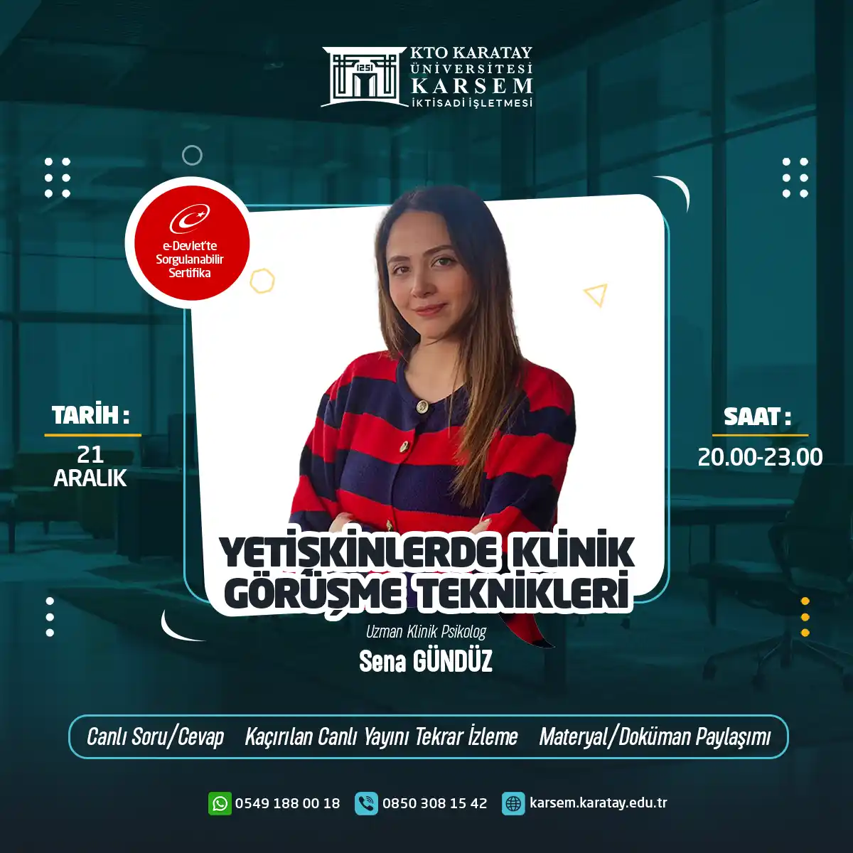 Yetişkinlerde Klinik Görüşme Teknikleri Eğitimi Sertifika Programı (CANLI) 